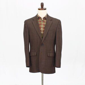 Chaps 38R Brown Blazer Sport Coat Jacket 2-Button Check Y561
